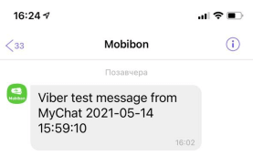 Сообщение в Viber, отправленное из MyChat с помощью сервиса TurboSMS Сообщение в Viber, отправленное из MyChat с помощью сервиса TurboSMS