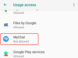 Usage history access in MyChat for Android Usage history access in MyChat for Android