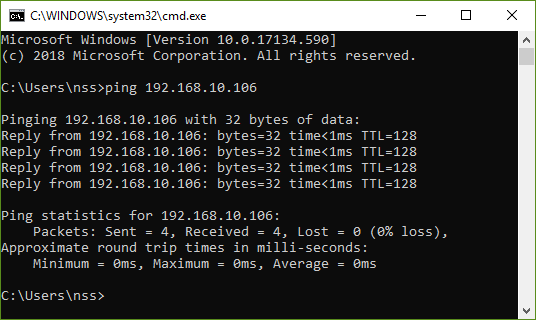 Pinging in Windows console