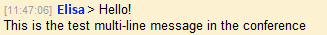 Multi-line message that was sent from the script to the MyChat conference