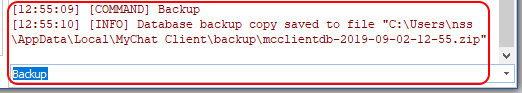 MyChat console command backup