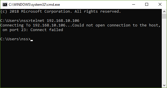 Telnet in Windows console