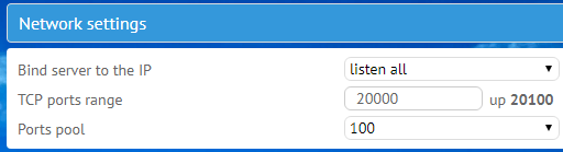 Network settings of FTP server