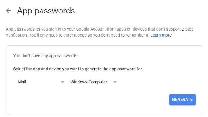 Adding new application to Gmail settings