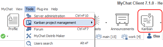 MyChat Client for Windows Kanban board