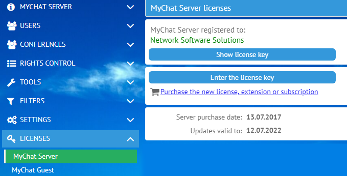 MyChat Server license information