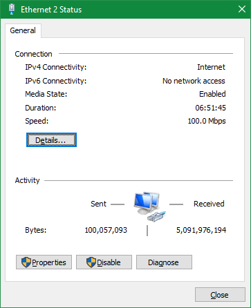 Windows network adapter info