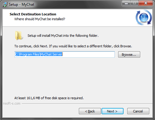 Choosing a folder for MyChat intraoffice messenger installation