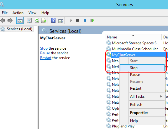 MyChat Server system service