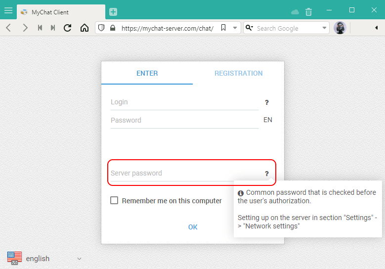 MyChat WEB login info